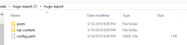 Two folders in export zip