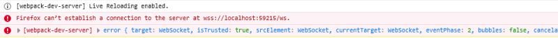 Webpack HMR Websocket console error