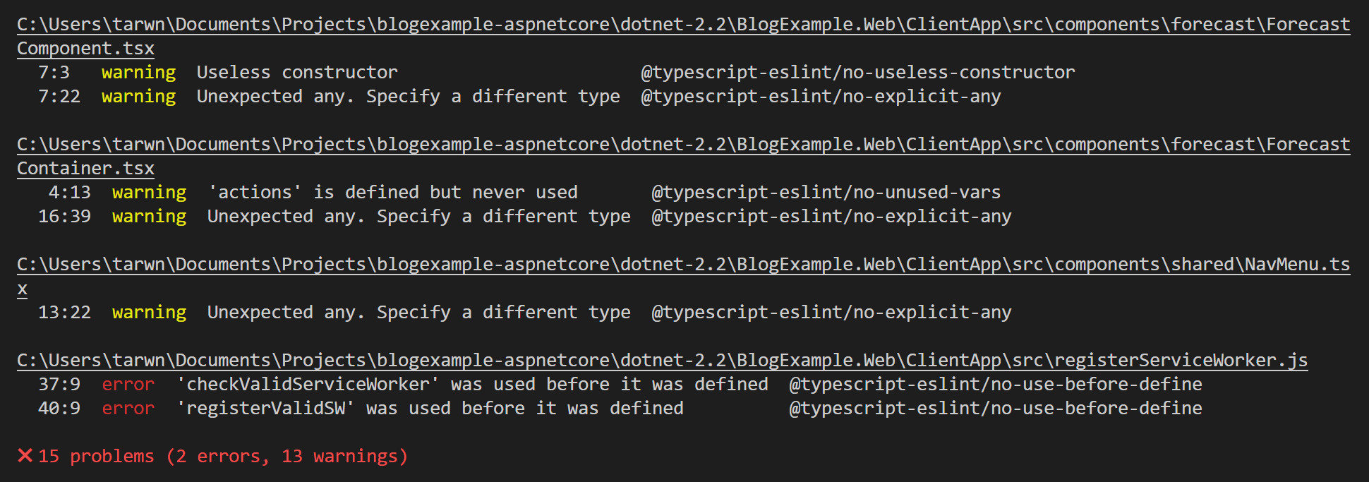 Command-line results