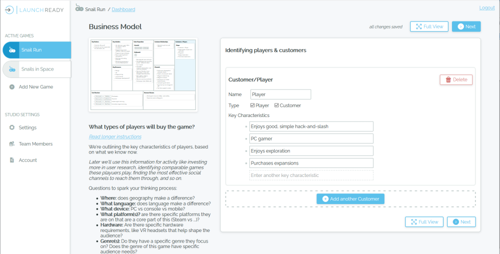 Business model - identifying players